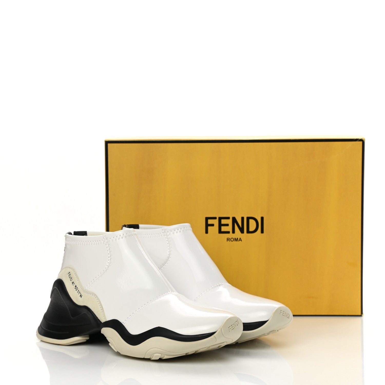 Fendi Vernice High-Tech Womens FFluid Zip Up Sneakers 40 White Black 11 of 11
