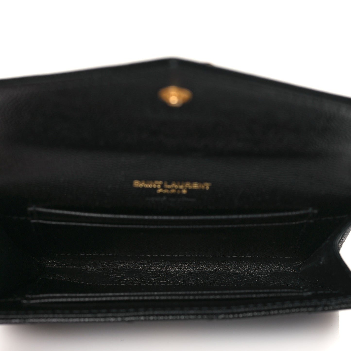 Grain De Poudre Matelasse Chevron Small Monogram Envelope Wallet Black