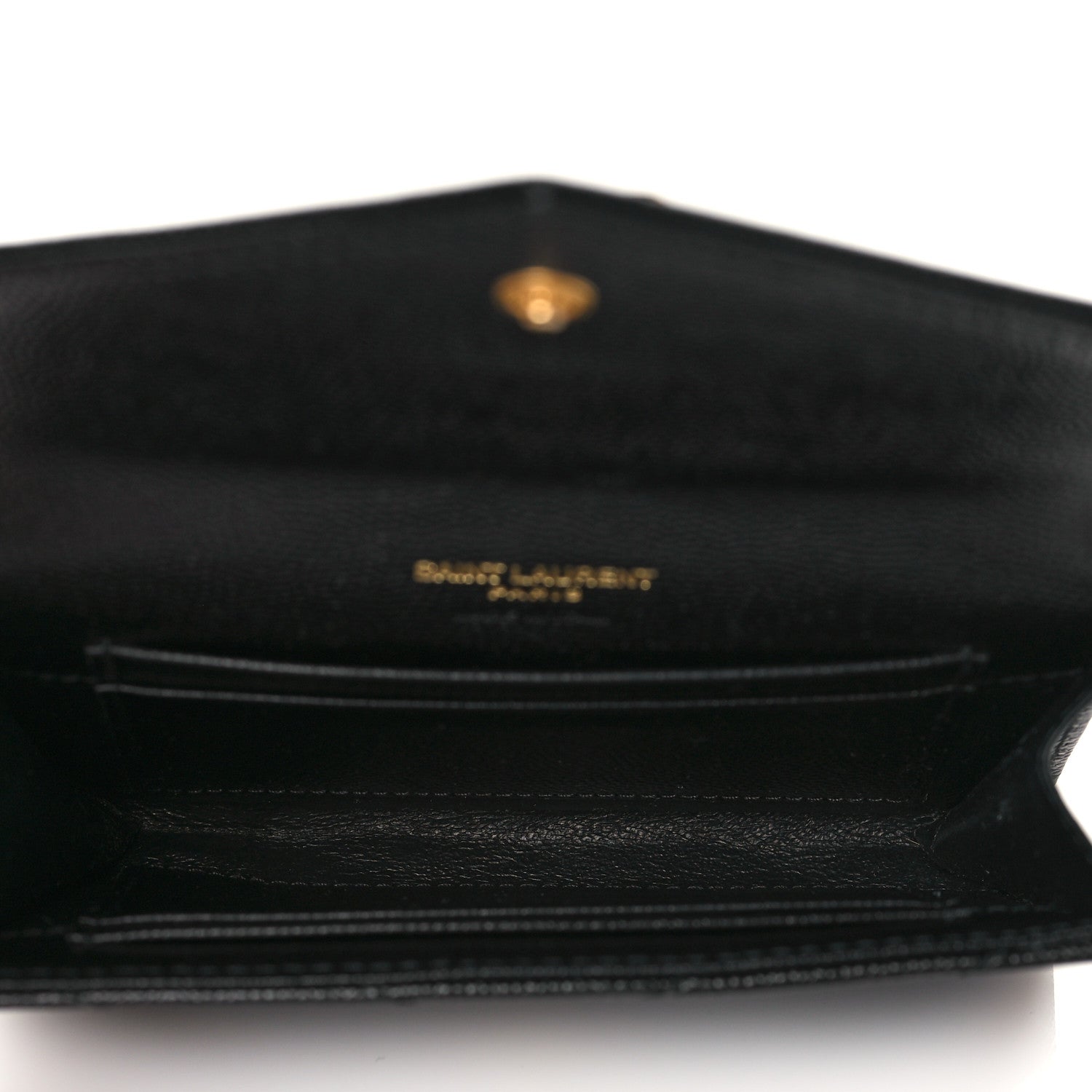 Saint Laurent Grain De Poudre Matelasse Chevron Small Monogram Envelope Wallet Black 5 of 8