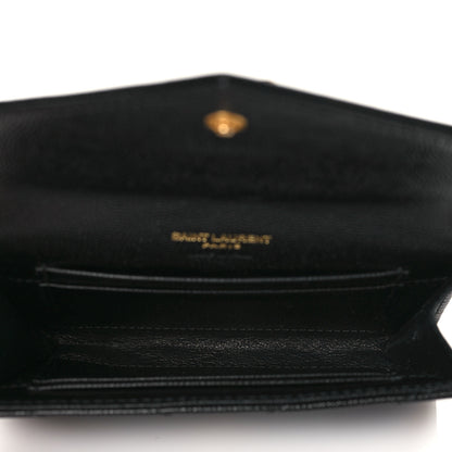 Saint Laurent Grain De Poudre Matelasse Chevron Small Monogram Envelope Wallet Black 5 of 8