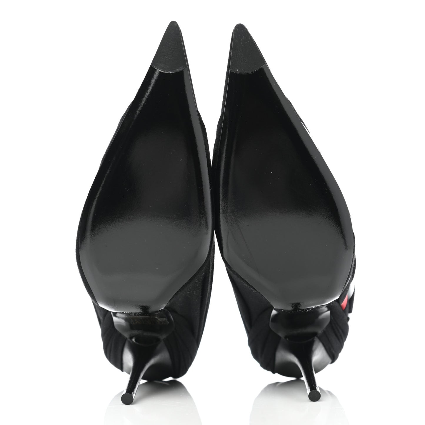 Jersey Crepe Political Campaign Logo Knife 115 Pointed Pumps 38 Black White Rouge