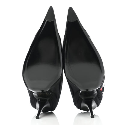 Balenciaga Jersey Crepe Political Campaign Logo Knife 115 Pointed Pumps 38 Black White Rouge 5 of 11