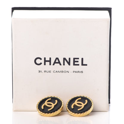 Chanel Enamel CC Clip On Earrings Black Gold 5 of 5