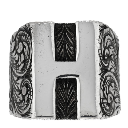 Gucci Sterling Silver Letter H Ring 64 10.75 1 of 4