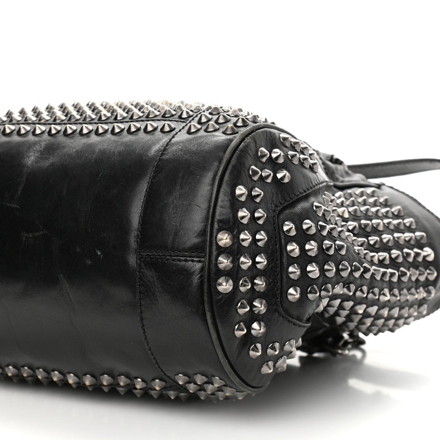 Lambskin Studded Small Edenham Satchel Black