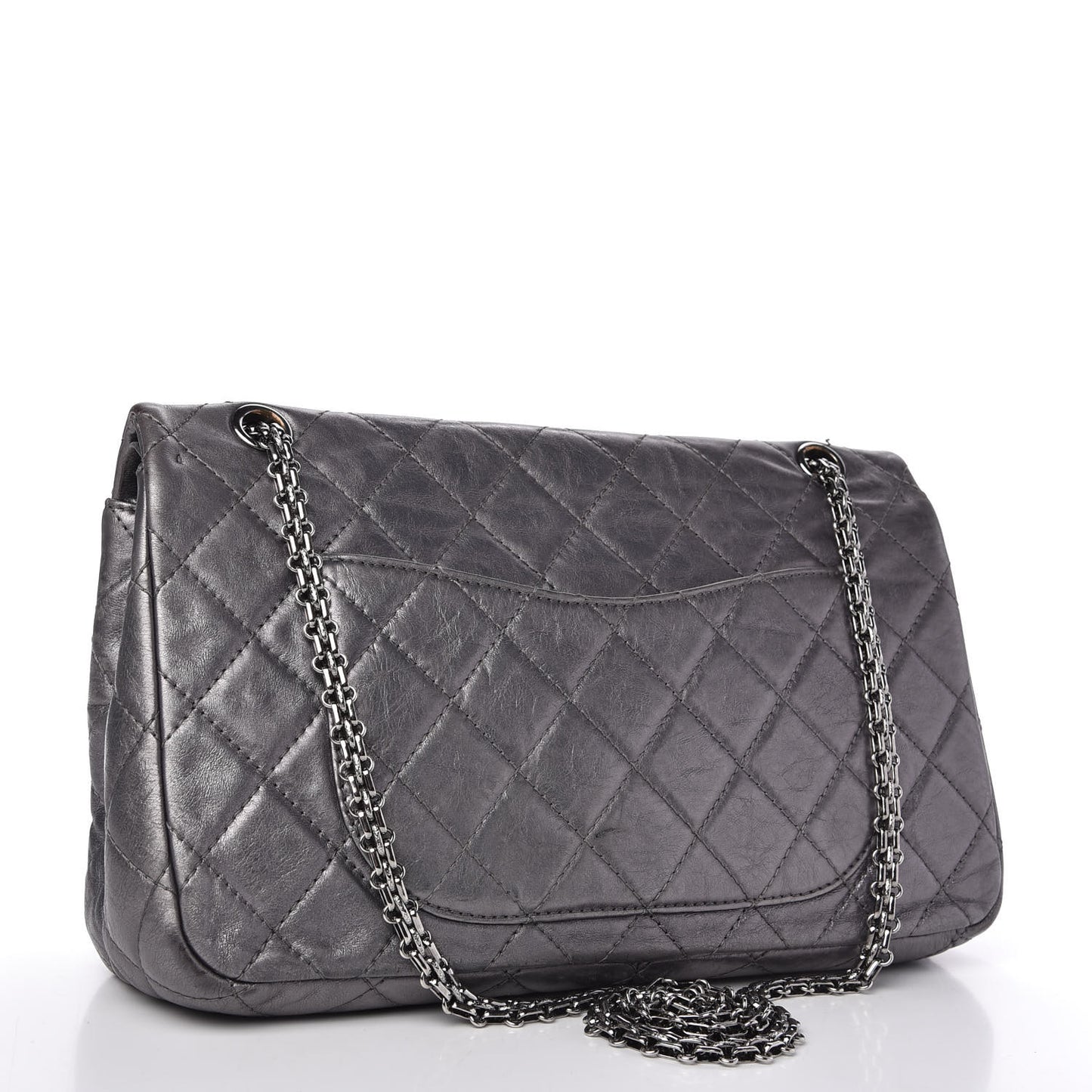 Metallic Aged Calfskin Quilted 2.55 Reissue 226 Flap Dark Silver
