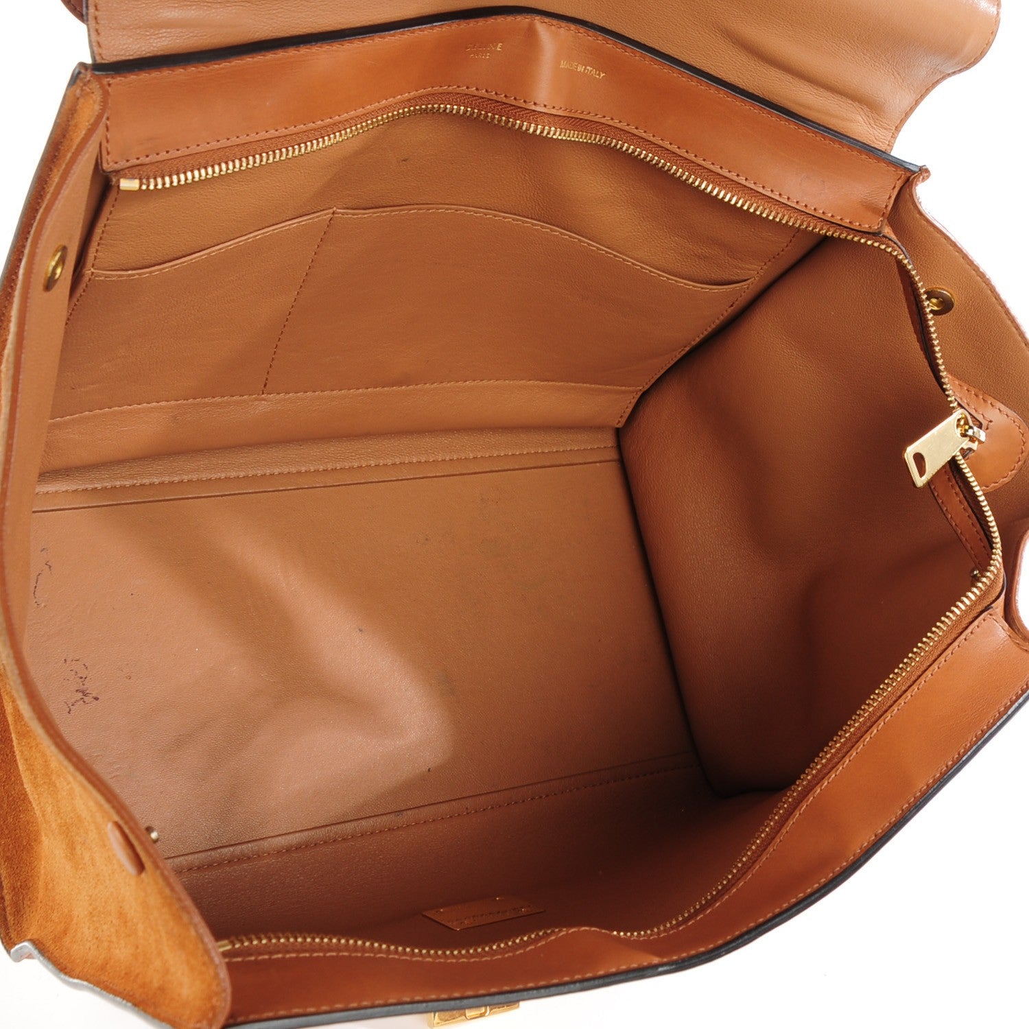 Celine Natural Calfskin Suede Medium Trapeze Tan 6 of 10