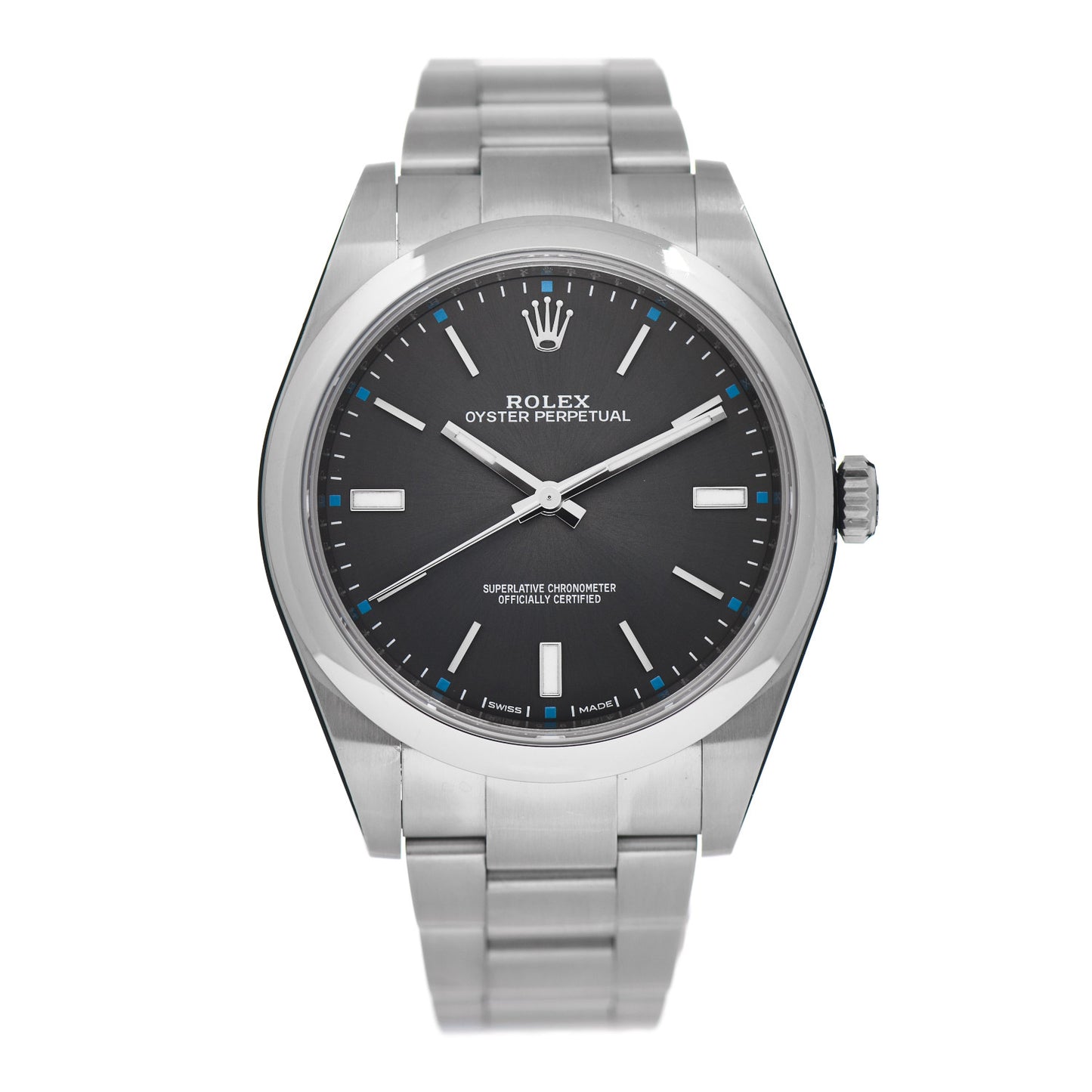 Stainless Steel 39mm Oyster Perpetual Watch Rhodium 114300