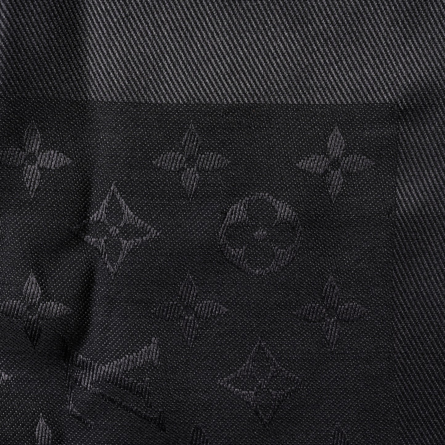 Silk Lurex Wool Monogram Shine Shawl Black