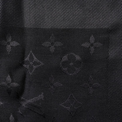 Louis Vuitton Silk Lurex Wool Monogram Shine Shawl Black 3 of 4