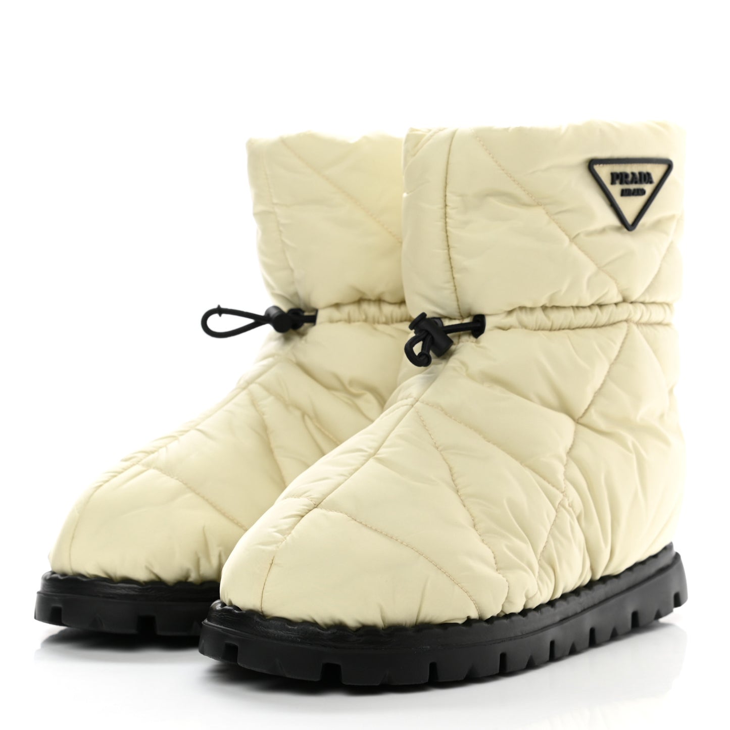 Re-Nylon Piuma Triangle Logo Padded Drawcord 20mm Snow Boots 37.5 Avorio