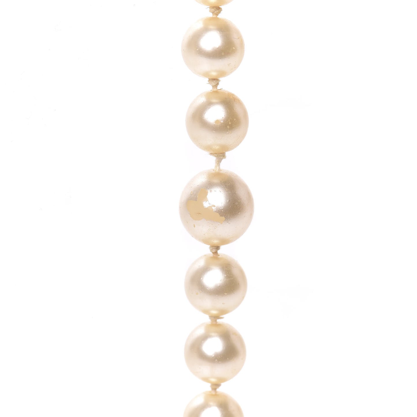 Pearl Crystal Long CC Necklace Gold