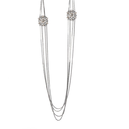 Chanel Pearl Chain CC Long Necklace Silver 3 of 6