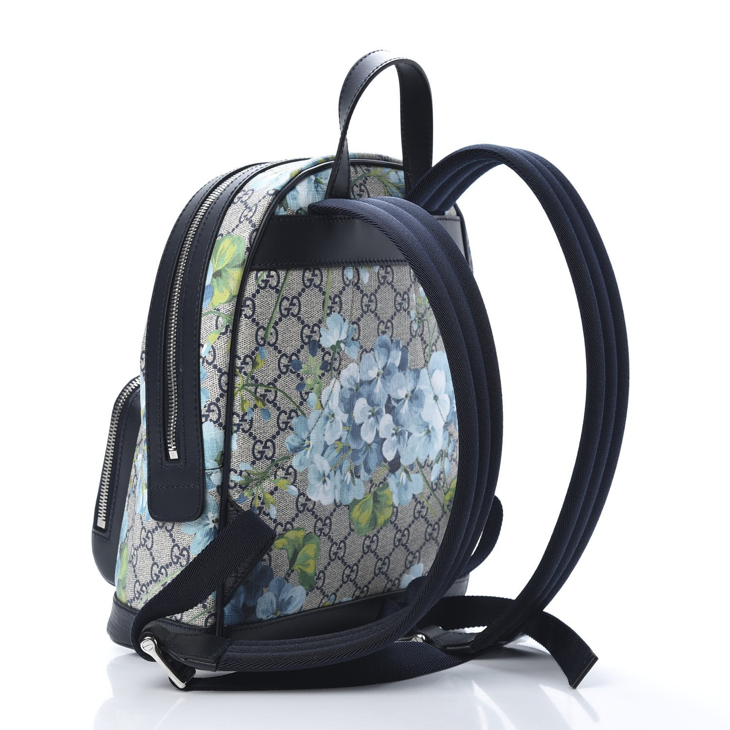 GG Supreme Monogram Blooms Small Day Backpack Blue