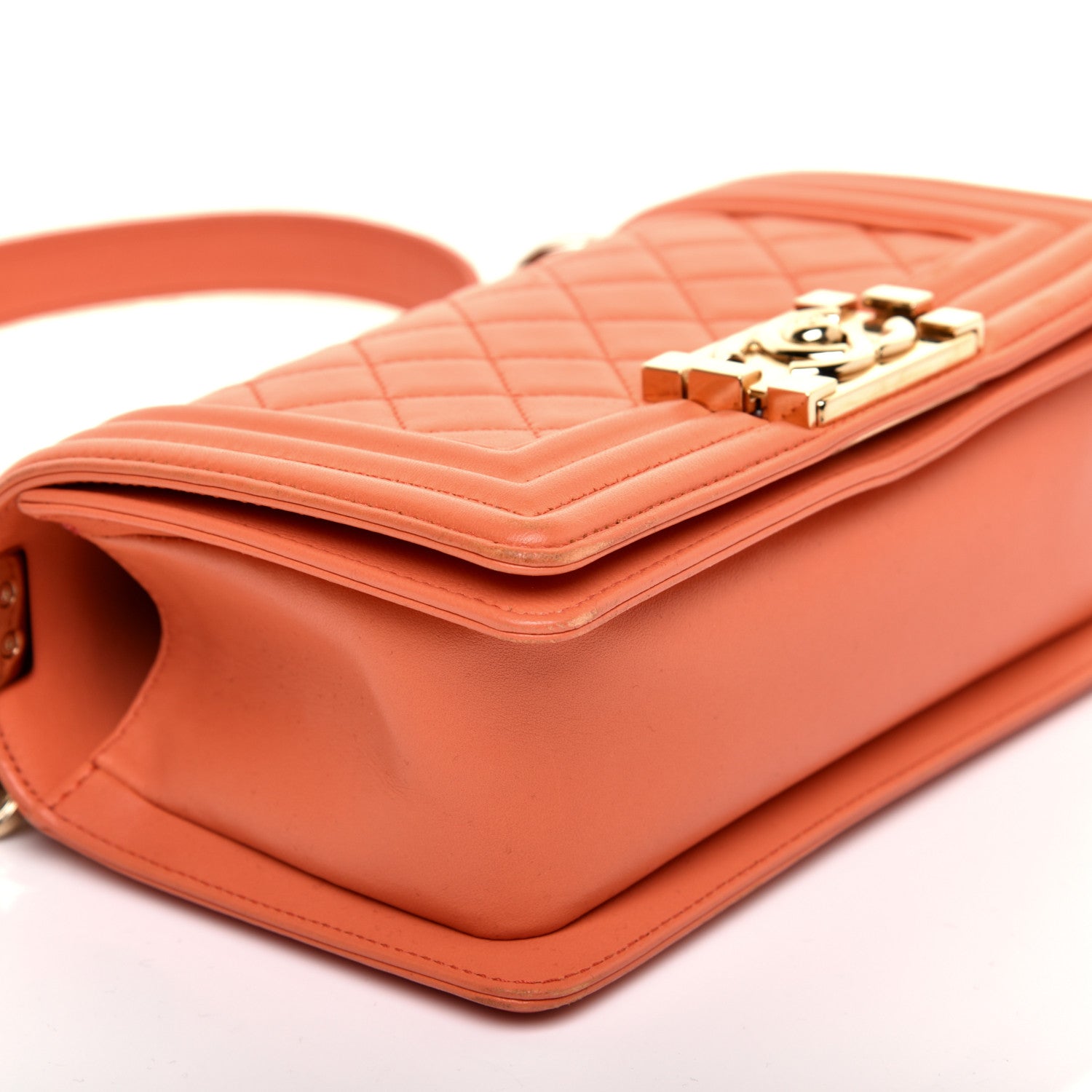 Chanel Lambskin Quilted Small Boy Flap Orange 6 of 10