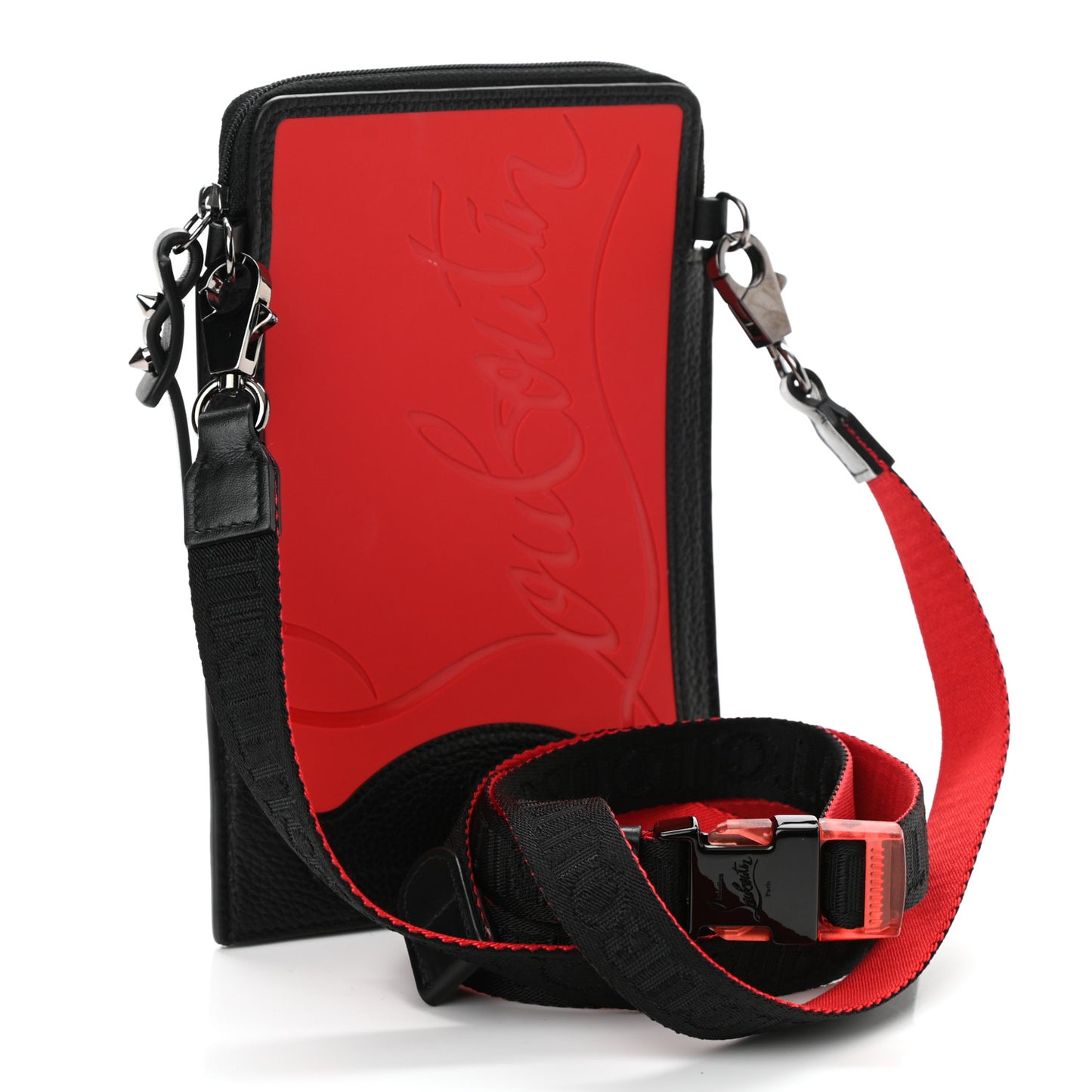 Calfskin Gomme Loubilab Batt Clutch Loubi Black