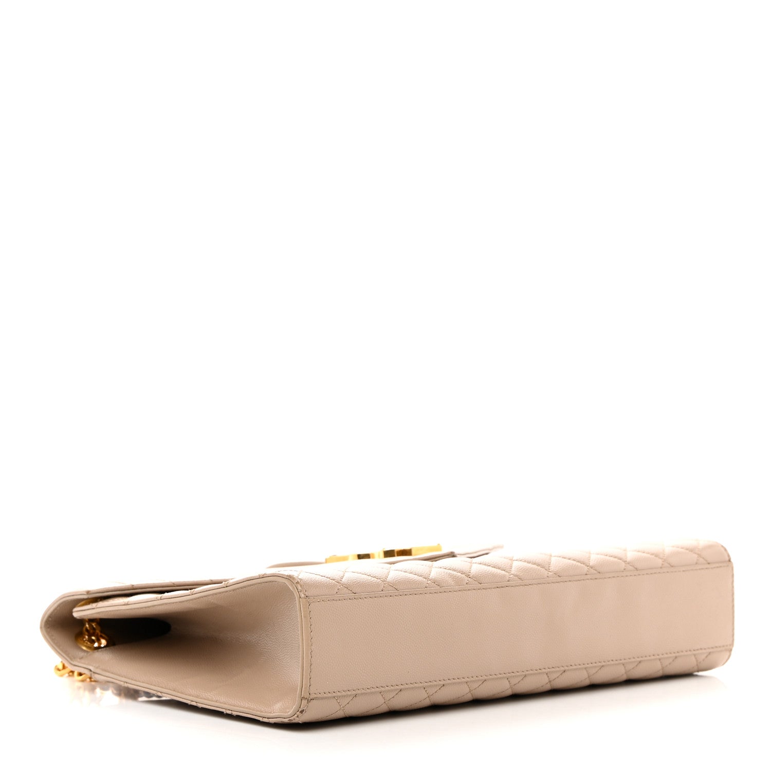 Saint Laurent Grain De Poudre Mixed Matelasse Large Triquilt Monogram Satchel Dark Beige 4 of 25