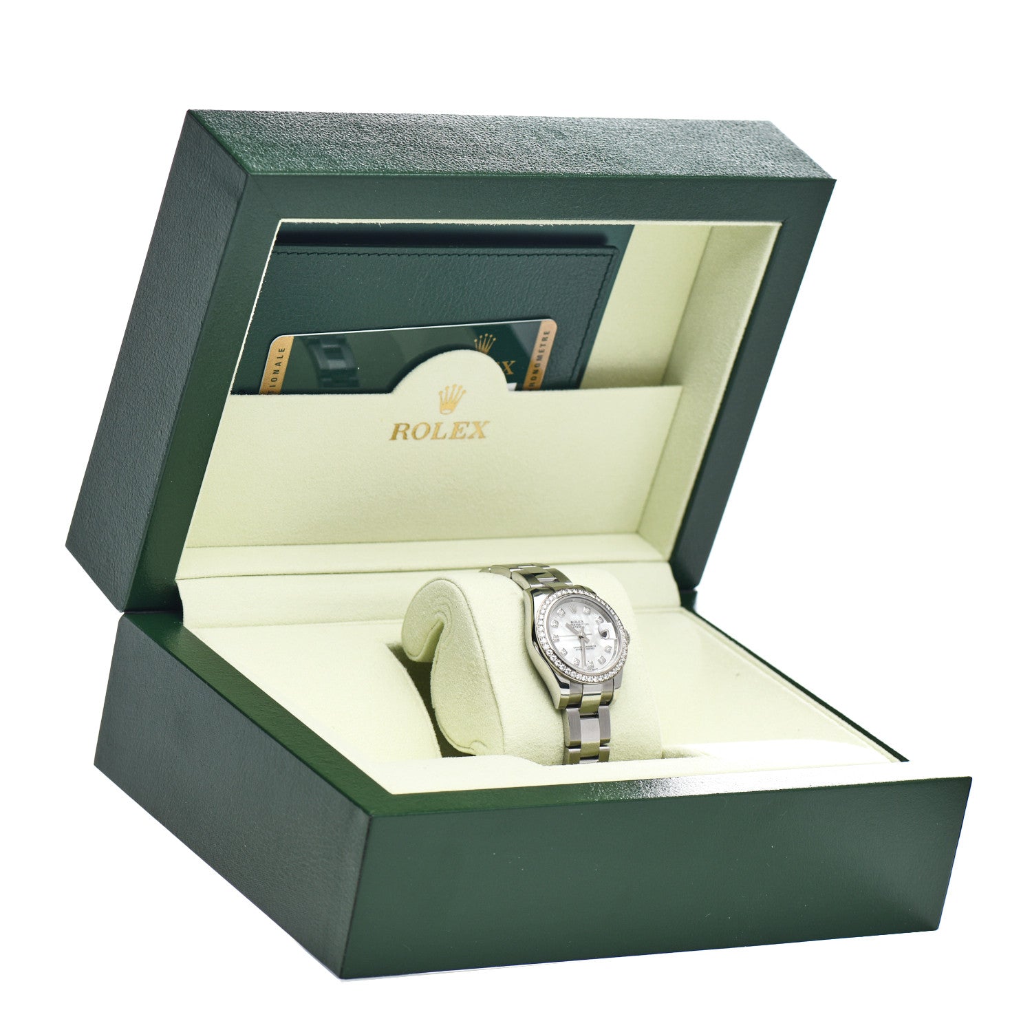 Rolex Stainless Steel 18K White Gold Diamond Mother of Pearl 26mm Oyster Perpetual Datejust Watch 179384 5 of 5