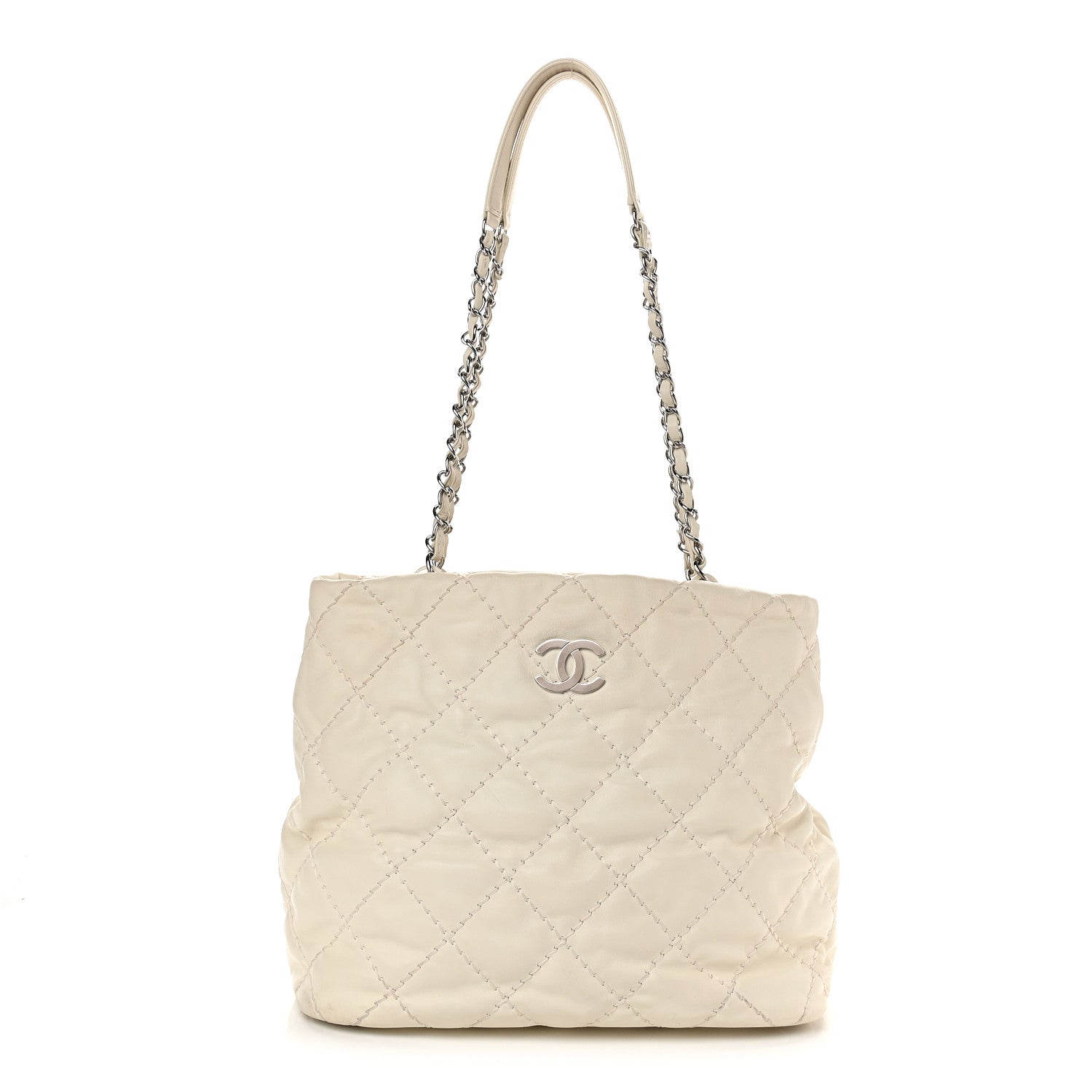 Chanel Calfskin Contrast Stitch Tote Beige 1 of 12