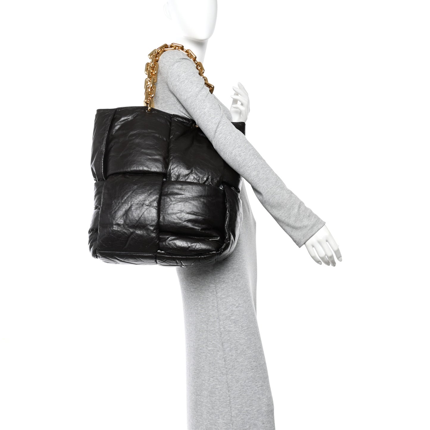 Calfskin Maxi Intrecciato Puffy Chain Tote Bag Fondente
