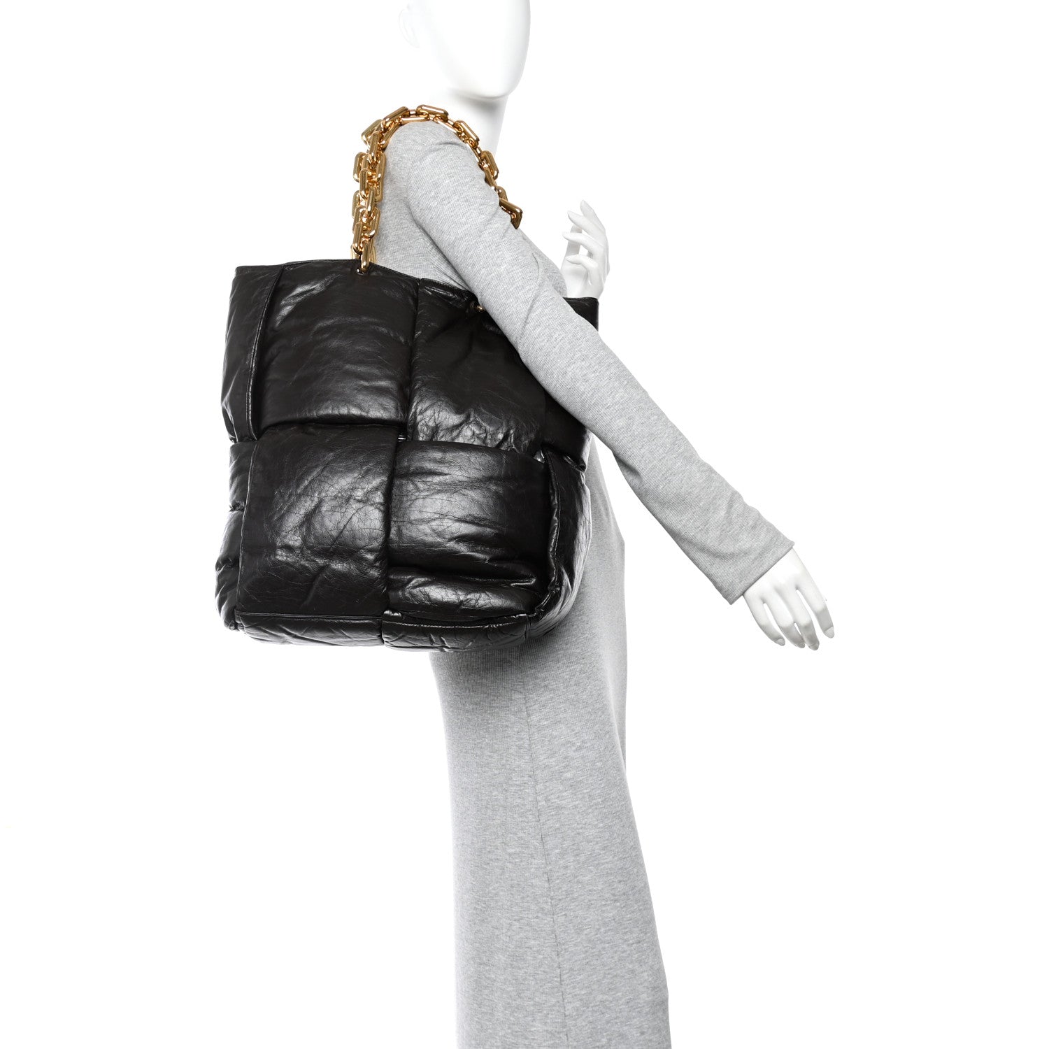Bottega Veneta Calfskin Maxi Intrecciato Puffy Chain Tote Bag Fondente 2 of 9