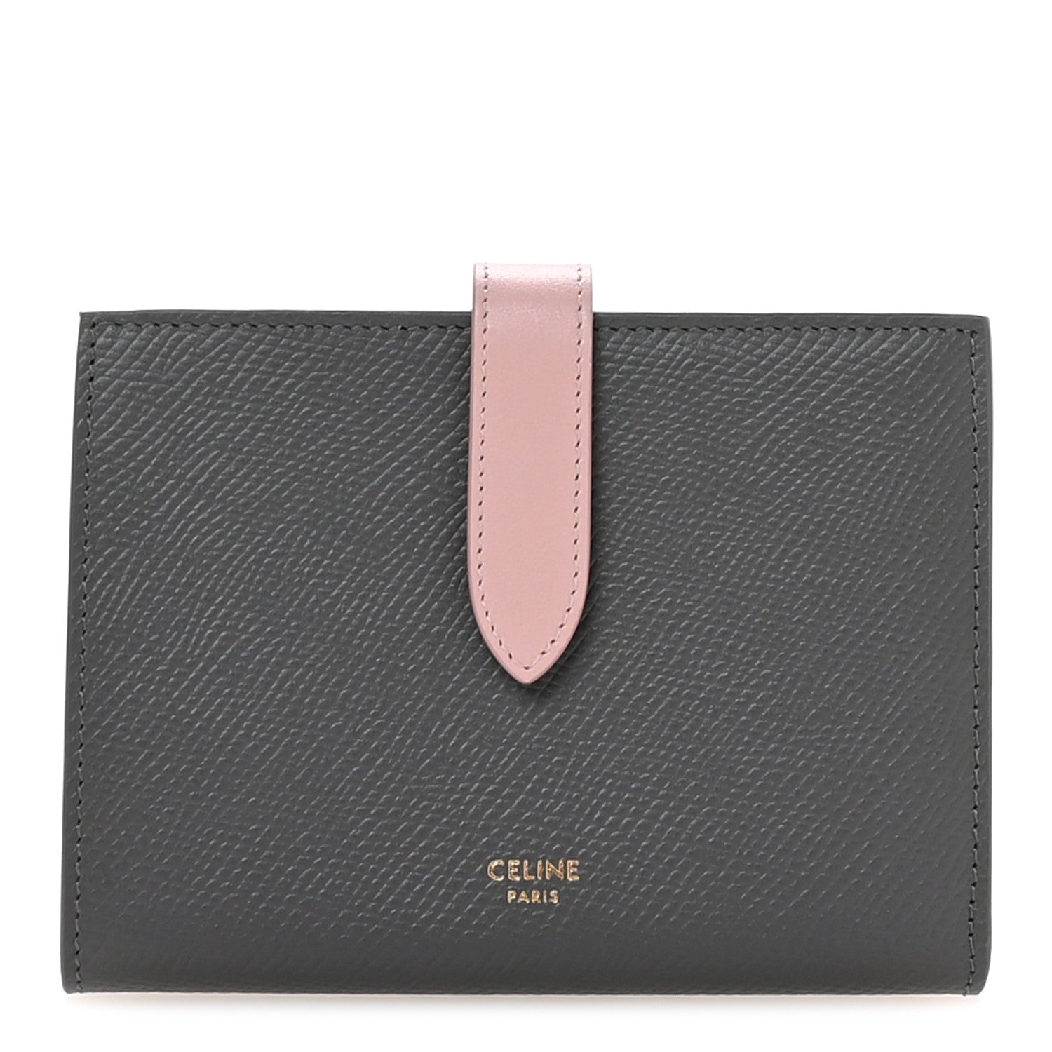 Celine Grained Calfskin Medium Multifunction Strap Wallet Grey Vintage Pink 1 of 10
