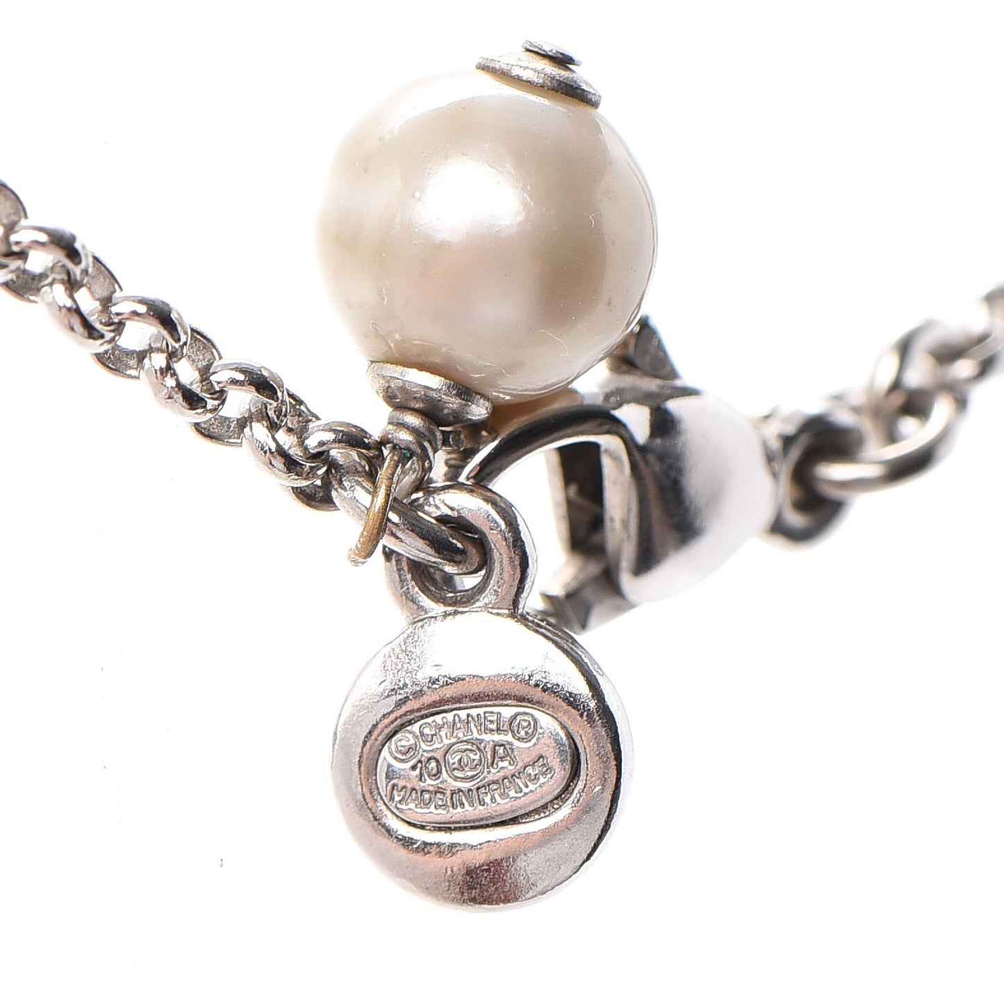 Pearl Crystal CC Drop Necklace