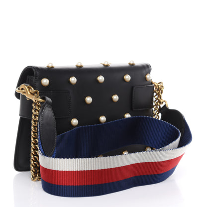 Gucci Nappa Pearl Studded Mini Queen Margaret Broadway Shoulder Bag Black 3 of 10