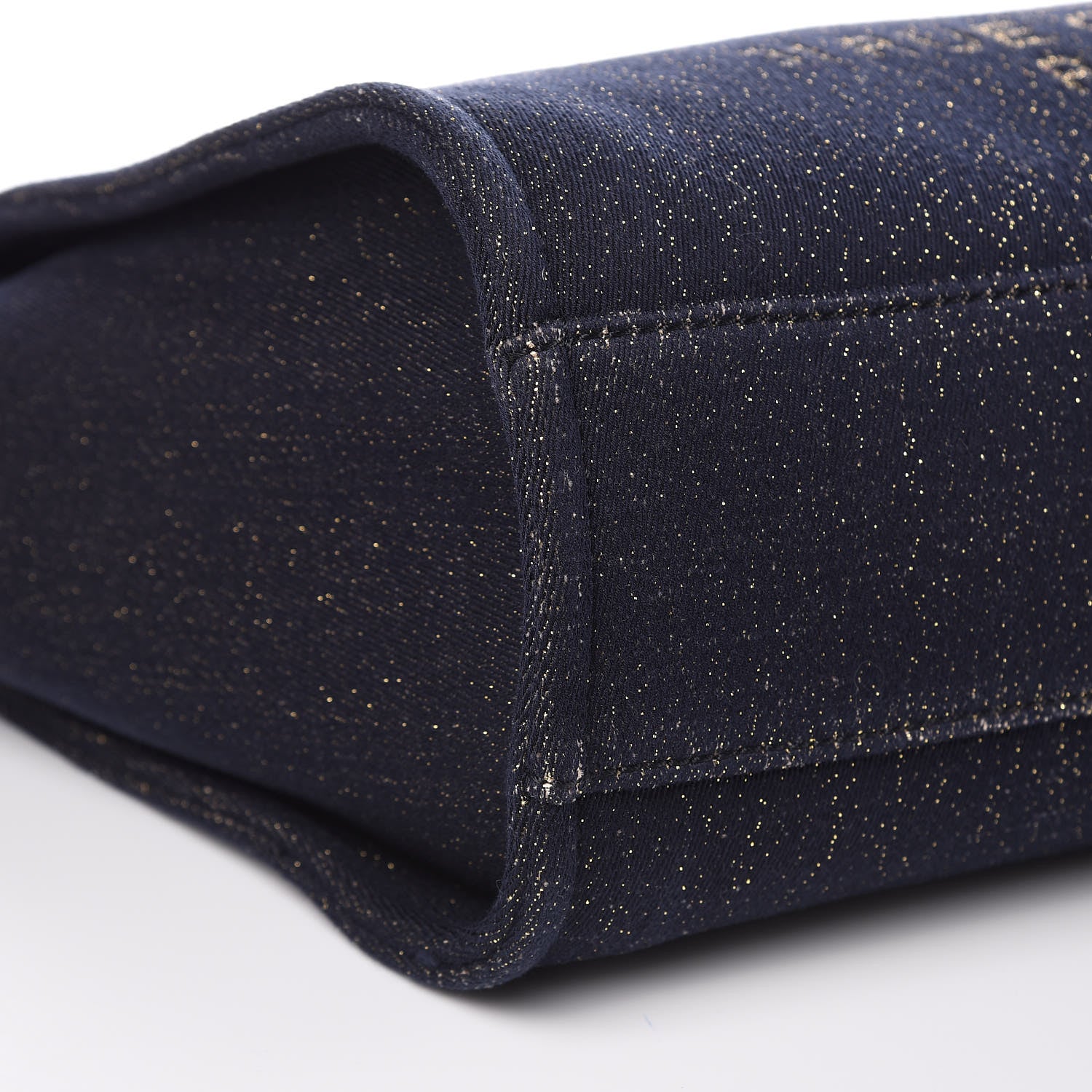 Chanel Lurex Canvas Small Deauville Tote Navy Blue Gold 8 of 10