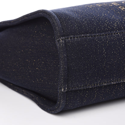 Chanel Lurex Canvas Small Deauville Tote Navy Blue Gold 8 of 10