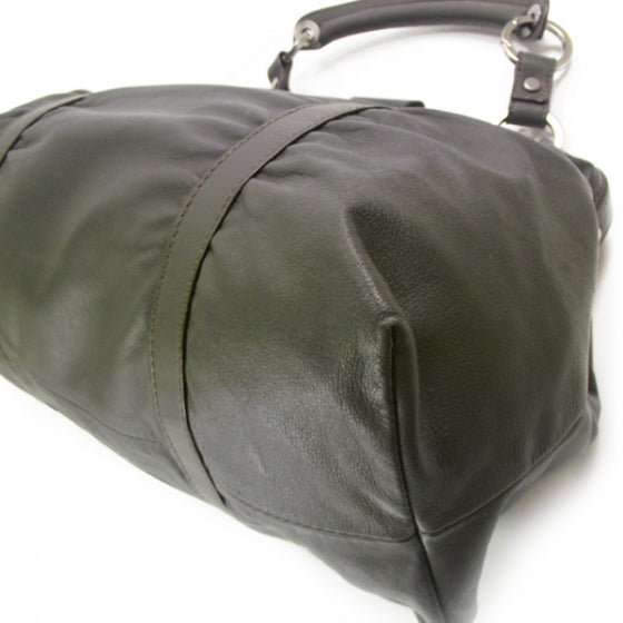 Leather Draped Frame Bag Grey
