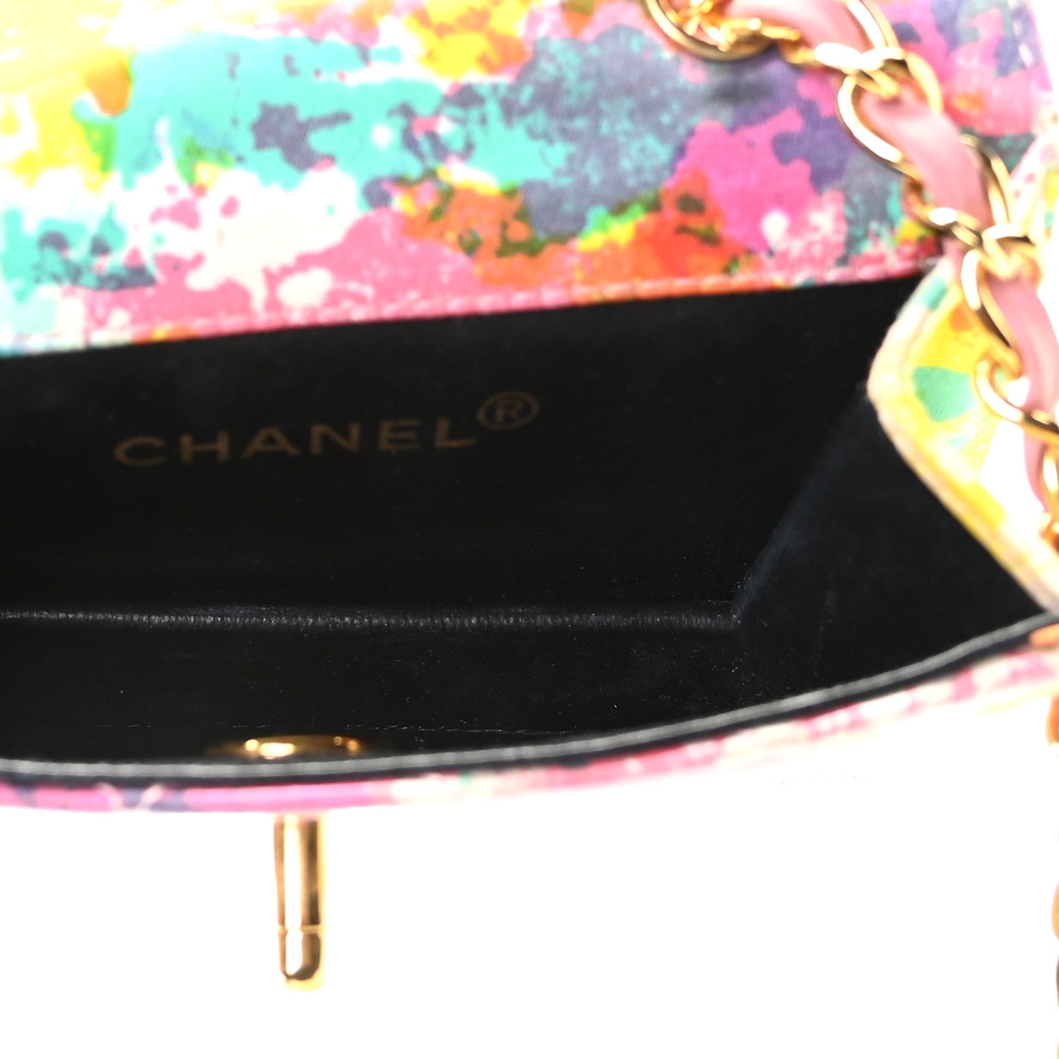 Chanel Satin Printed Watercolor Micro Flap Multicolor 4 of 7