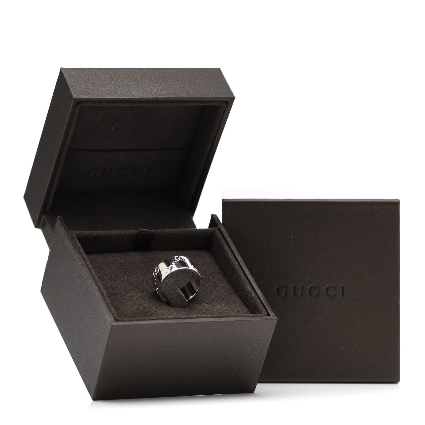 18K White Gold 9mm Icon Band Ring 53 6.25