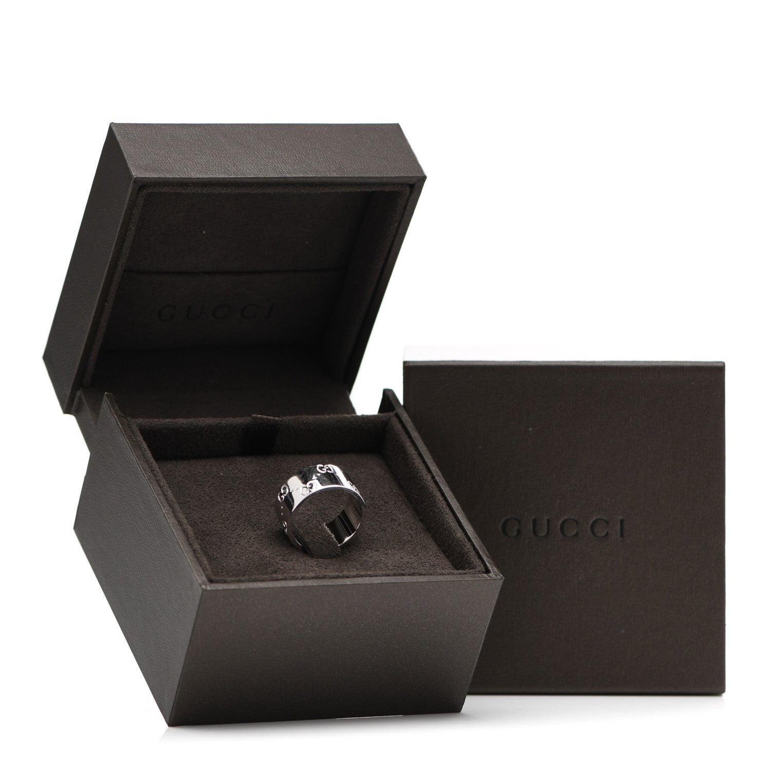 Gucci 18K White Gold 9mm Icon Band Ring 53 6.25 8 of 8