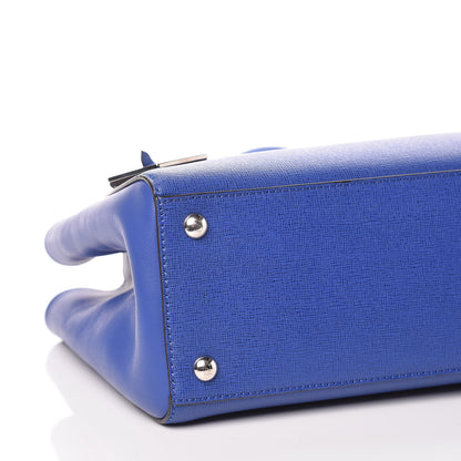 Fendi Vitello Elite Petite 2Jours Tote Blue Neon 8 of 11