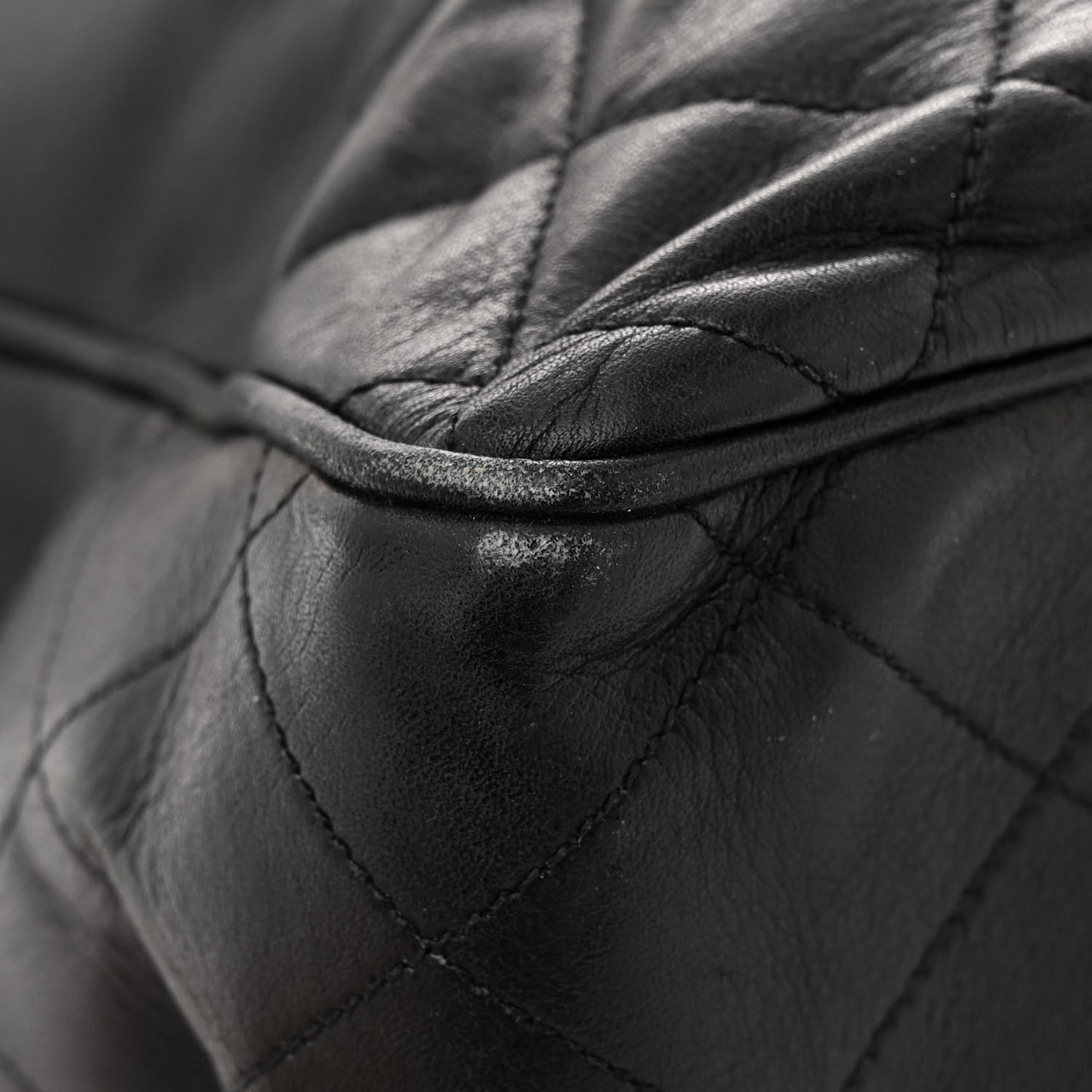 Lambskin Quilted CC Shopping Tote Black
