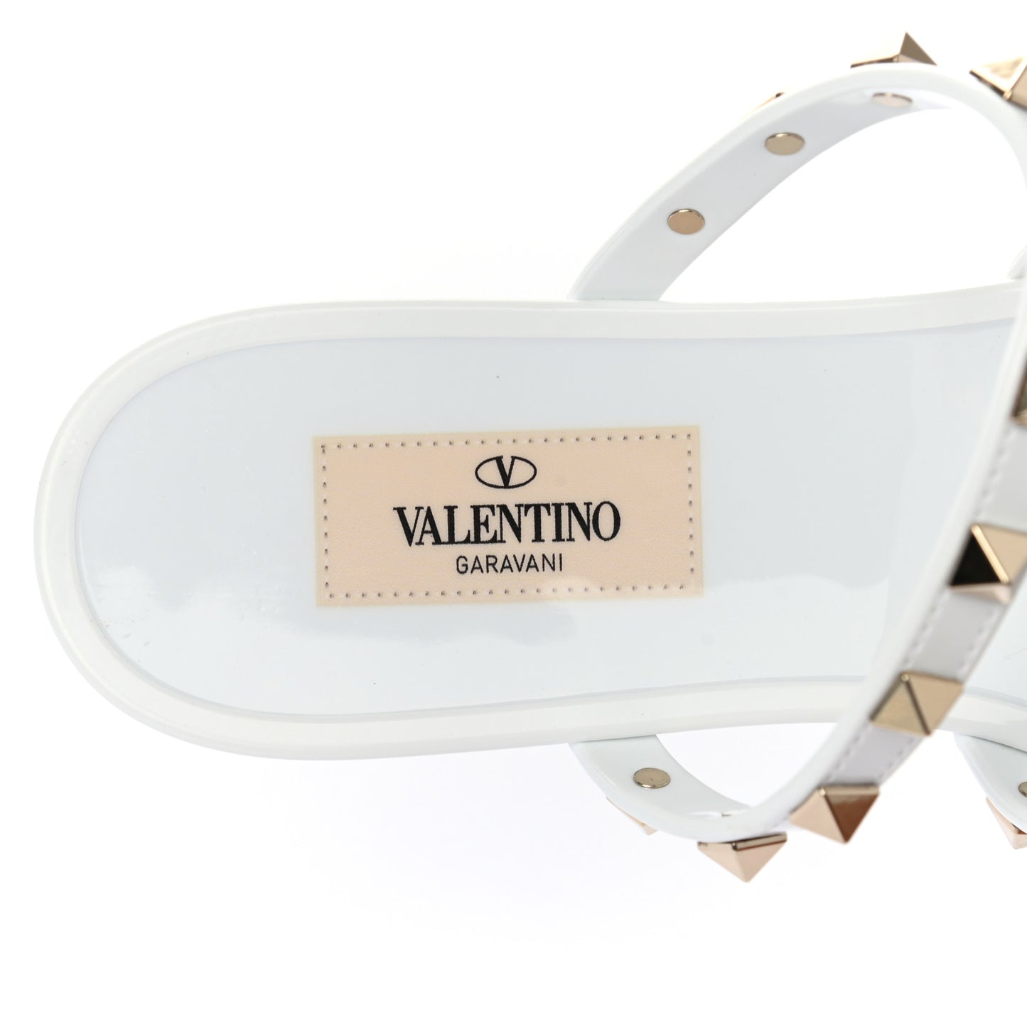 PVC Jelly Rockstud Caged Flat Thong Sandals 38 Optic White