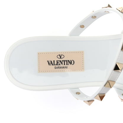 Valentino Garavani PVC Jelly Rockstud Caged Flat Thong Sandals 38 Optic White 7 of 8