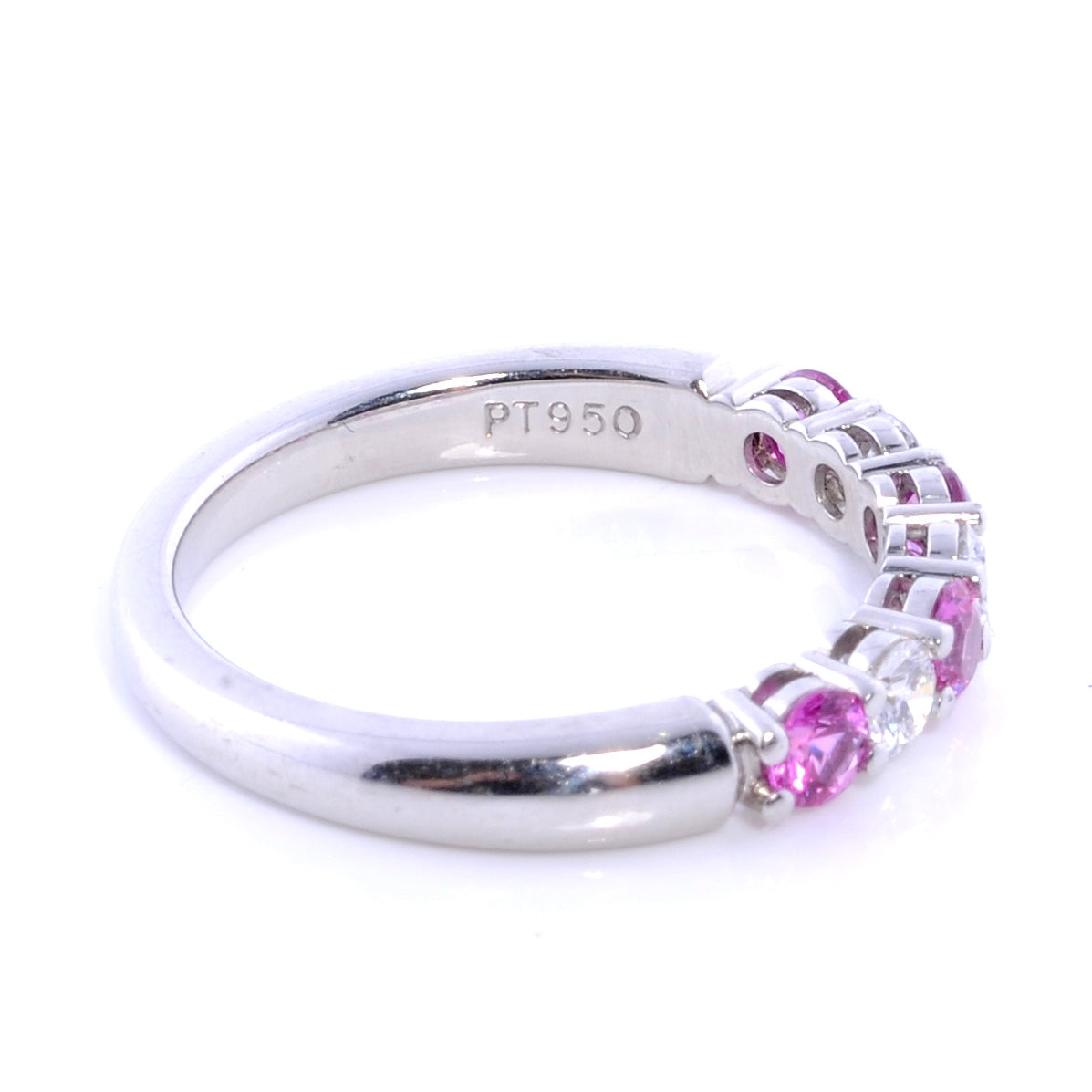 Tiffany Platinum Diamond Pink Sapphire 3mm Ring 6 3 of 7
