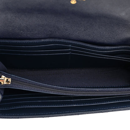 Chanel Caviar Quilted Large Gusset Flap Wallet Navy 6 of 15