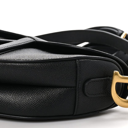 Christian Dior CHRISTIAN DIOR Grained Calfskin Saddle Bag With Strap Black 9 of 9