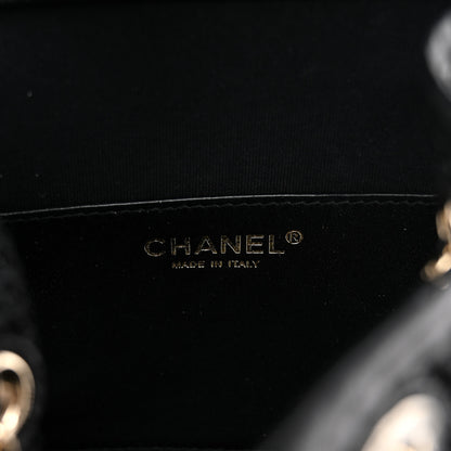 Chanel Shiny Lambskin Mesh Quilted Small Cargo Duma Drawstring Backpack Black 5 of 9
