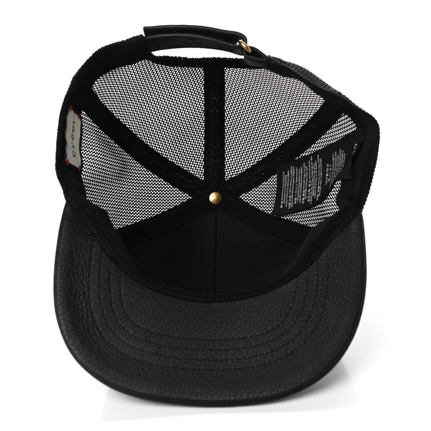 Grained Calfskin Logo Baseball Hat L Black