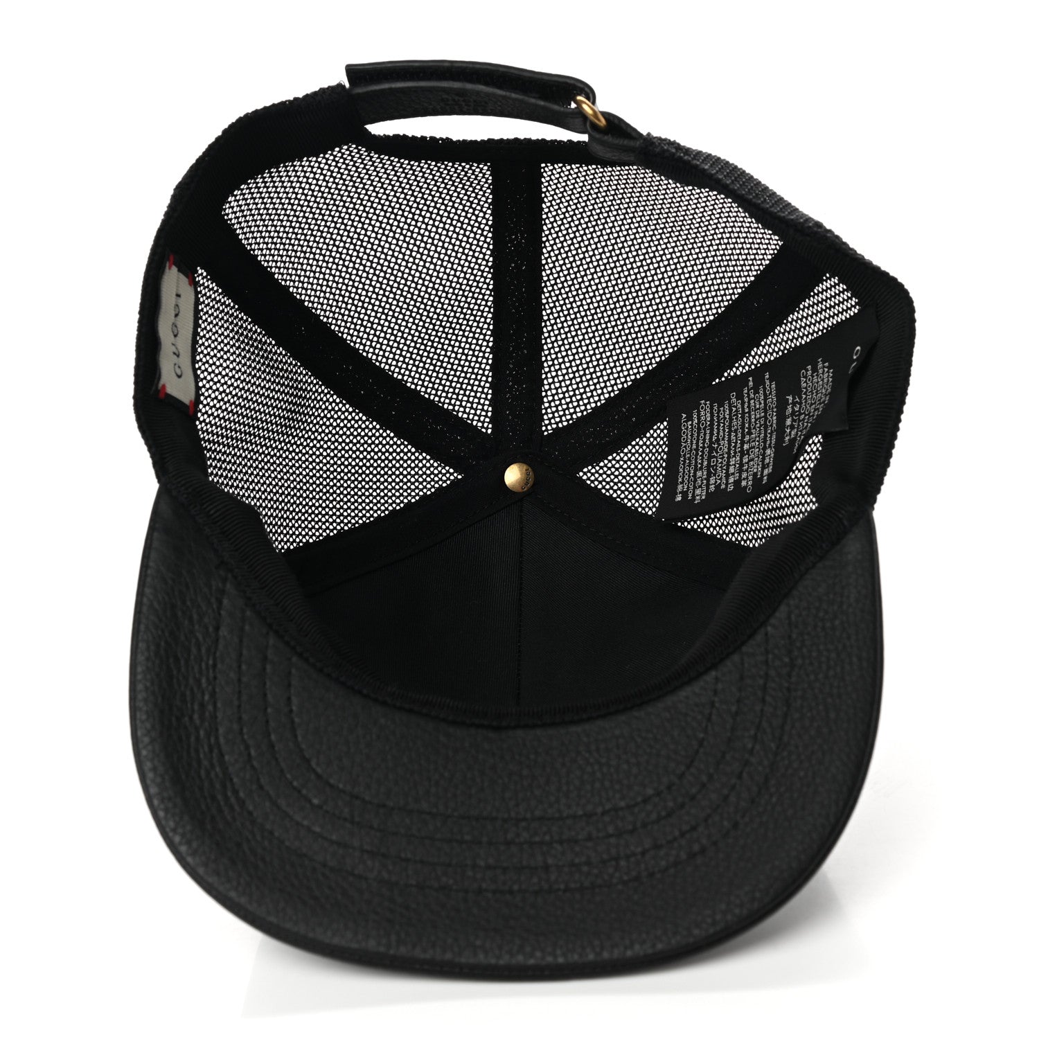 Gucci Grained Calfskin Logo Baseball Hat L Black 7 of 9