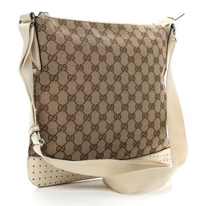 Gucci Monogram Calfskin Perforated Medium Flat Messenger Bag Off White 3 of 9