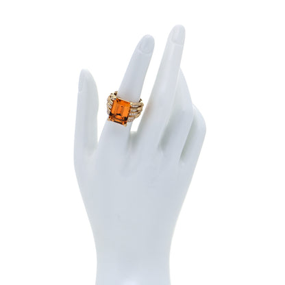 David Yurman 18K Yellow Gold Diamond Citrine 18mm Tides Statement Ring 54 7 2 of 9