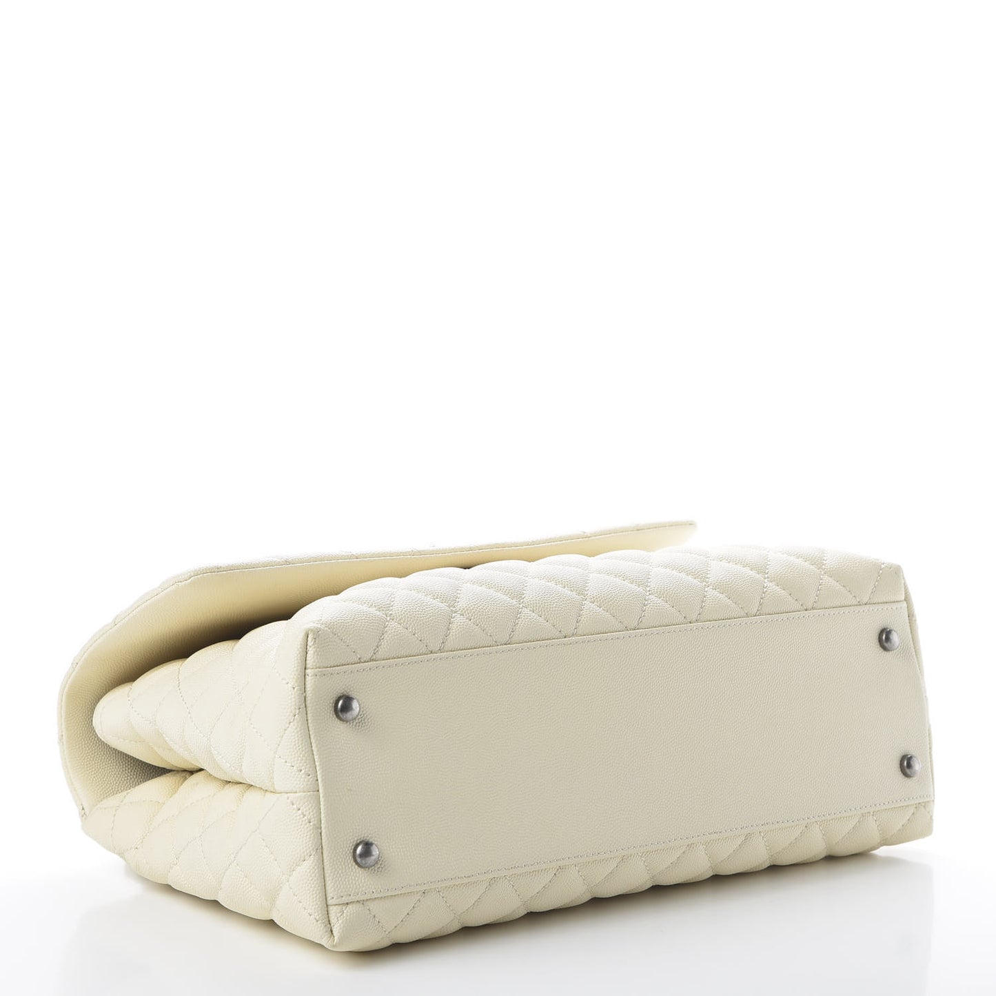 Caviar Lizard Quilted Medium Coco Handle Flap White