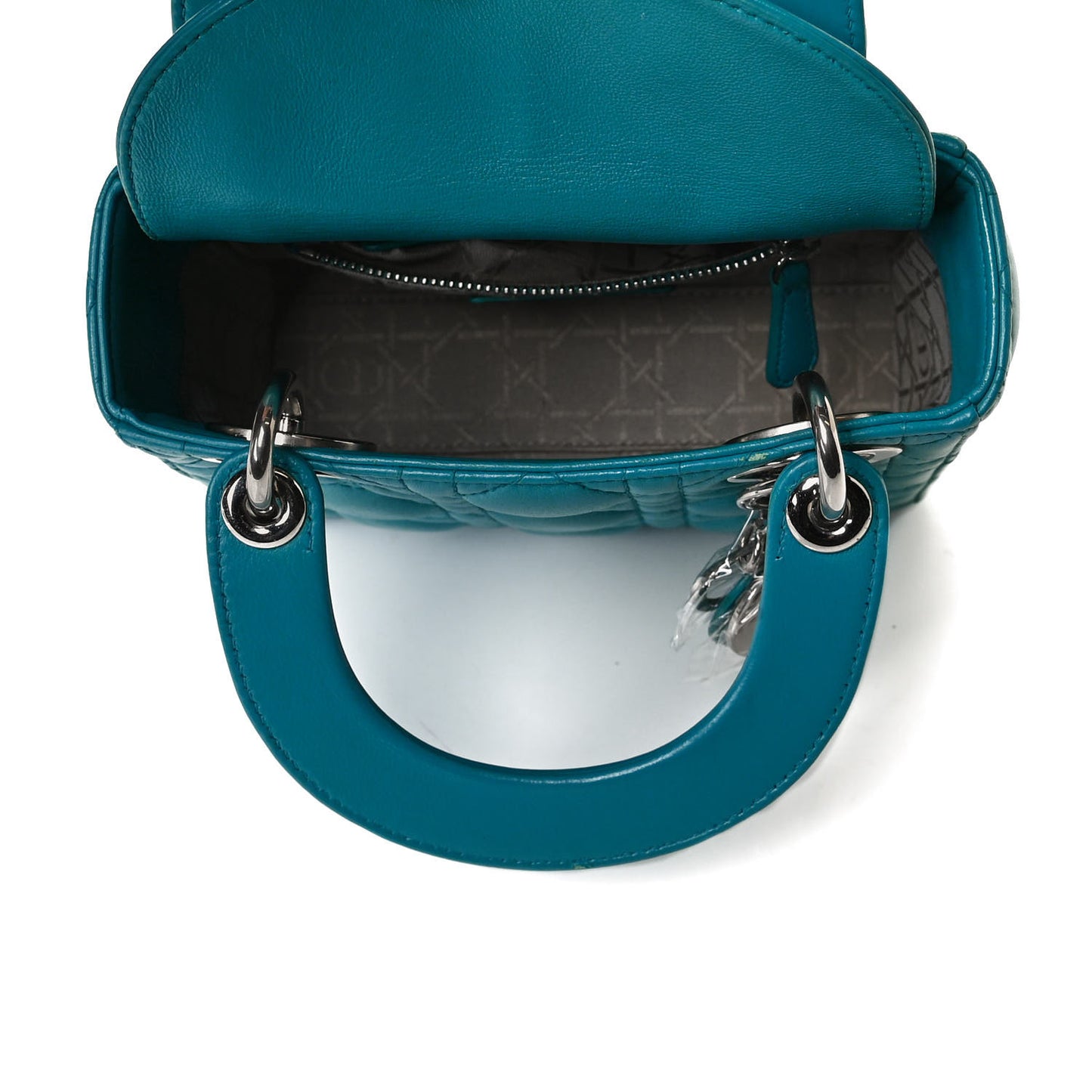 Lambskin Cannage Mini Lady Dior Turquoise