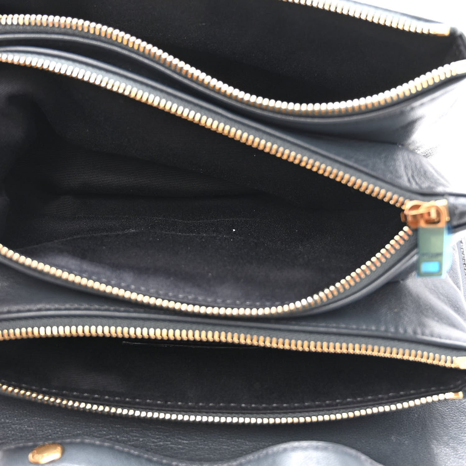 Saint Laurent Lambskin Diamond Quilted Monogram Angie Chain Bag Dark Smog 5 of 12