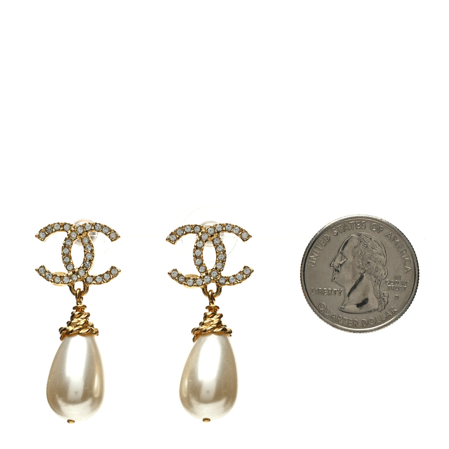 Crystal Pearl CC Braided Drop Earrings Gold